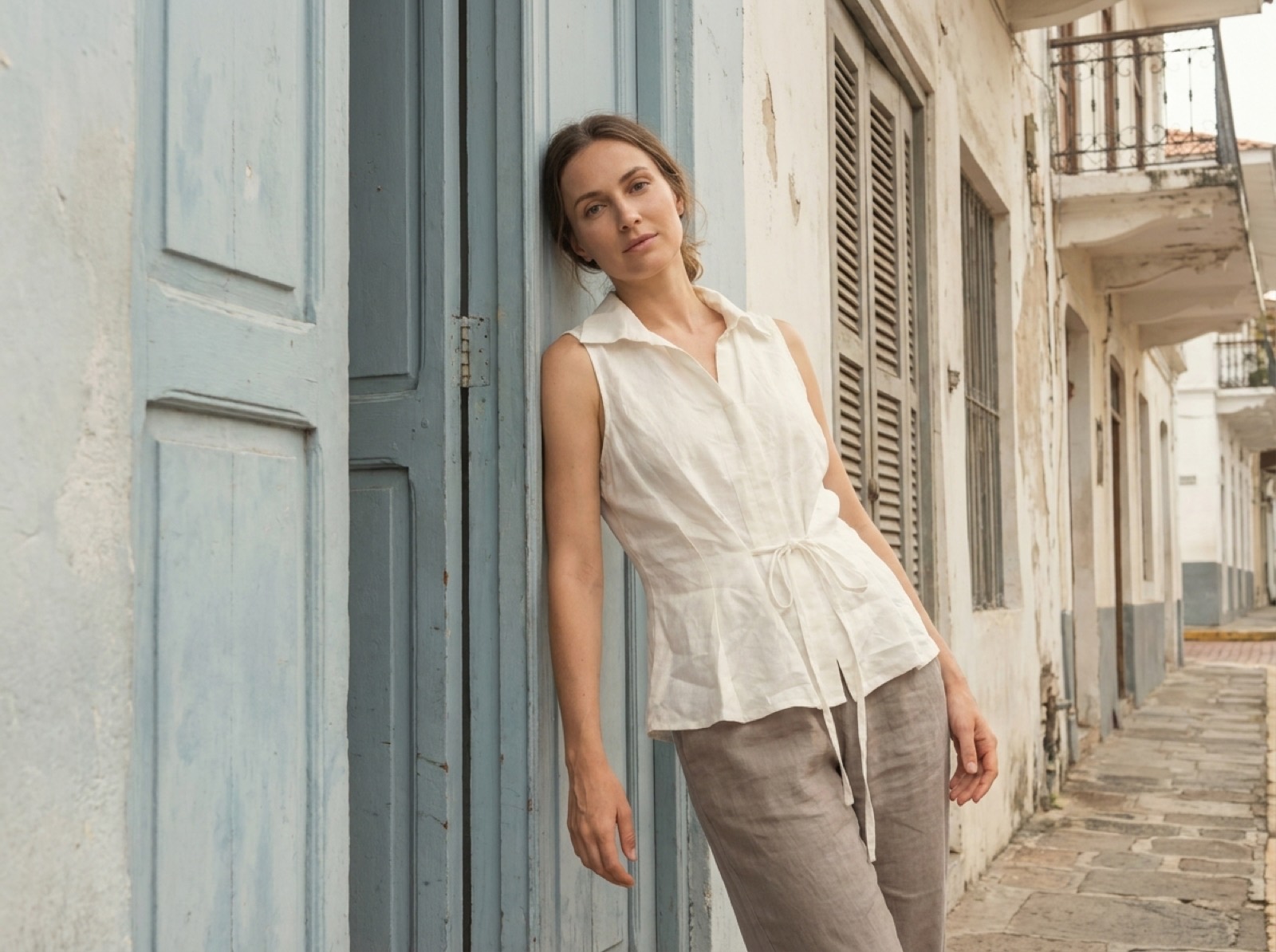 Linen blend in the taupe colourway, Casco Viejo